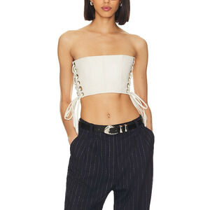 Camila Coelho 'Juliana' White Leather Crop Top Size S